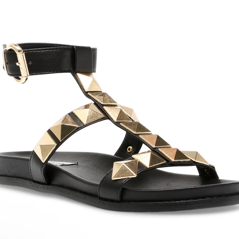 Steve Madden Black and Gold Studded Sandals